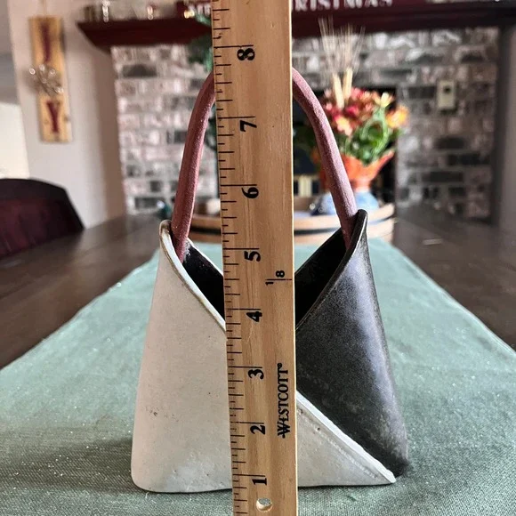 Unique Ceramic Handbag Vase or Planter Modern Art Decor Stamped O - Picture 4 of 6